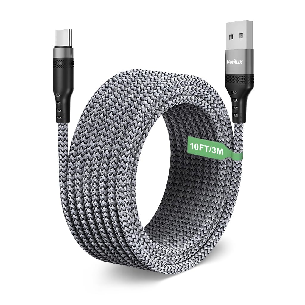 Verilux TYPE C Charging Cable 62W 3.1A Fast Charging Cable 10ft Long TYPE C Charging Cable Data Cable Support 480Mbps Data Transmission Compatible with Phone, Tablet, PS5 & More C Type Devices Verilux TYPE C Charging Cable 62W 3.1A Fast Charging Cable 10ft Long TYPE C Charging Cable Data Cable Support 480Mbps Data Transmission Compatible with Phone, Tablet, PS5 & More C Type Devices